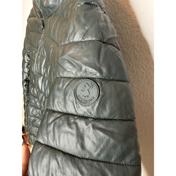Save The Duck Womens Laura Water-Resistant Hooded Puffer Jacket Dark Green $229 - Picture 3 of 8